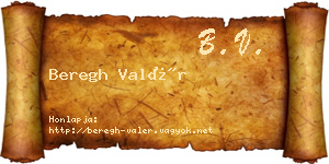 Beregh Valér névjegykártya